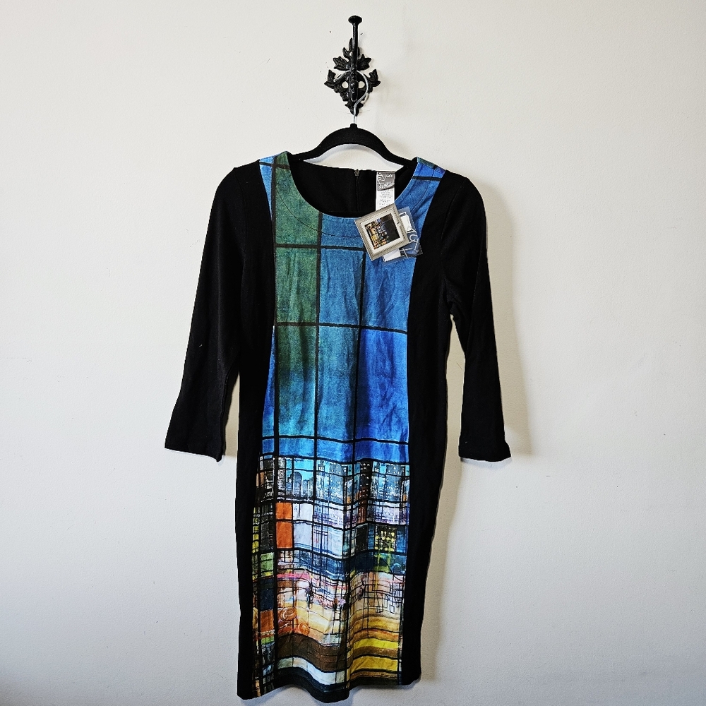 NEW Dolcezza Simply Art Dress Size XS Abstract Wearable Art $155